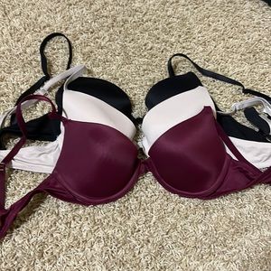 Set of 3 Bras: white, tan, maroon